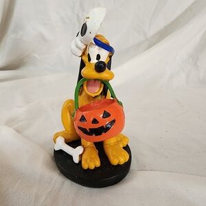 Disney Pluto Halloween Figurine with Pumpkin Basket